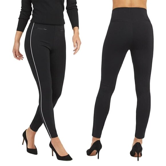 SPANX Piped Perfect Skinny Ankle Pants, Classic Black M - NWT, Chic, Stripe - Picture 10 of 11